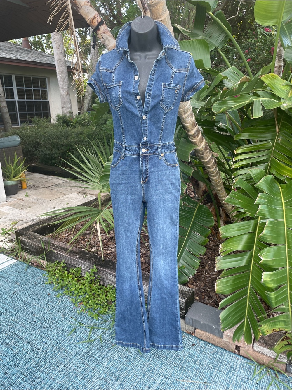 vintage juicy couture denim bell bottom jumpsuit
